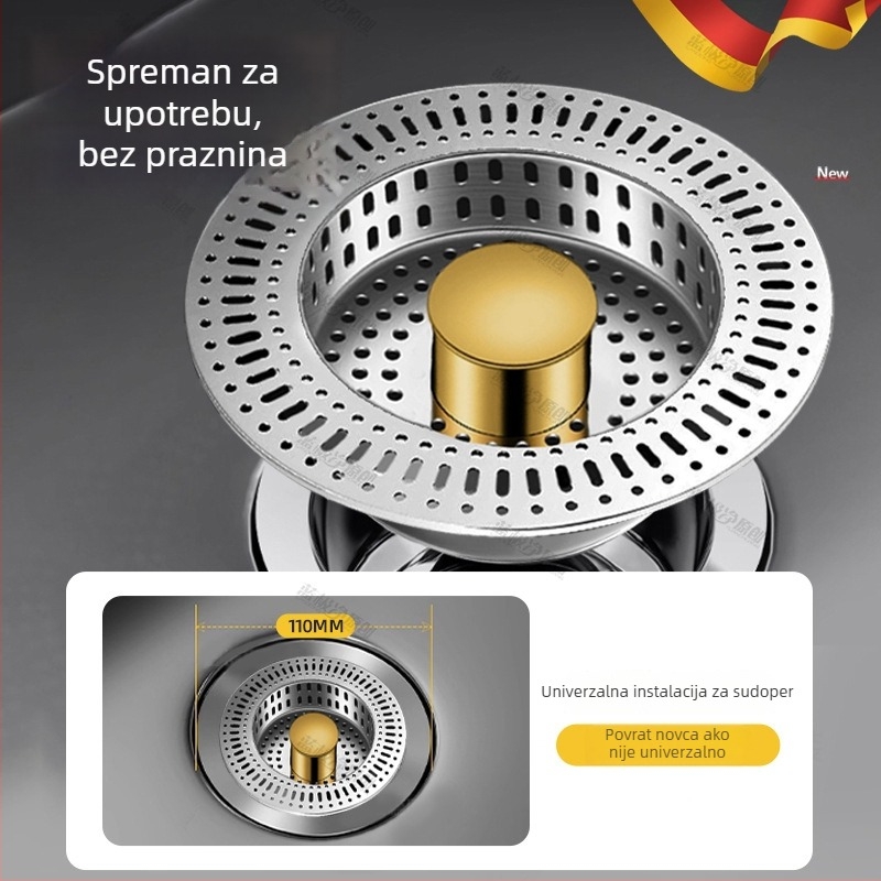 Filtr odvodnje sudopera od nehrđajućeg čelika – Model CPTT, CPTT-1212, 150 g, Moderni minimalistički stil