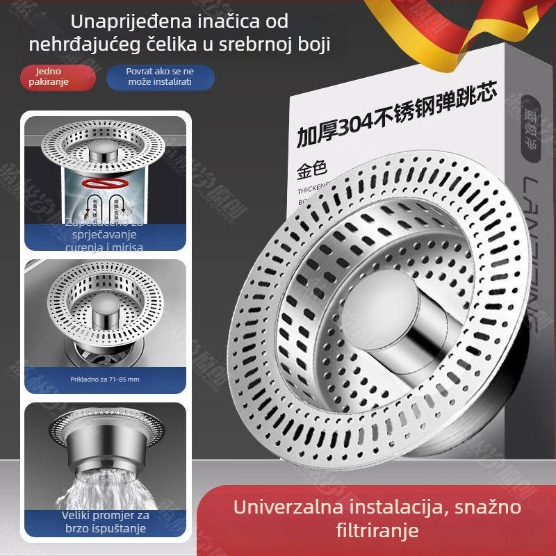 Filtr odvodnje sudopera od nehrđajućeg čelika – Model CPTT, CPTT-1212, 150 g, Moderni minimalistički stil