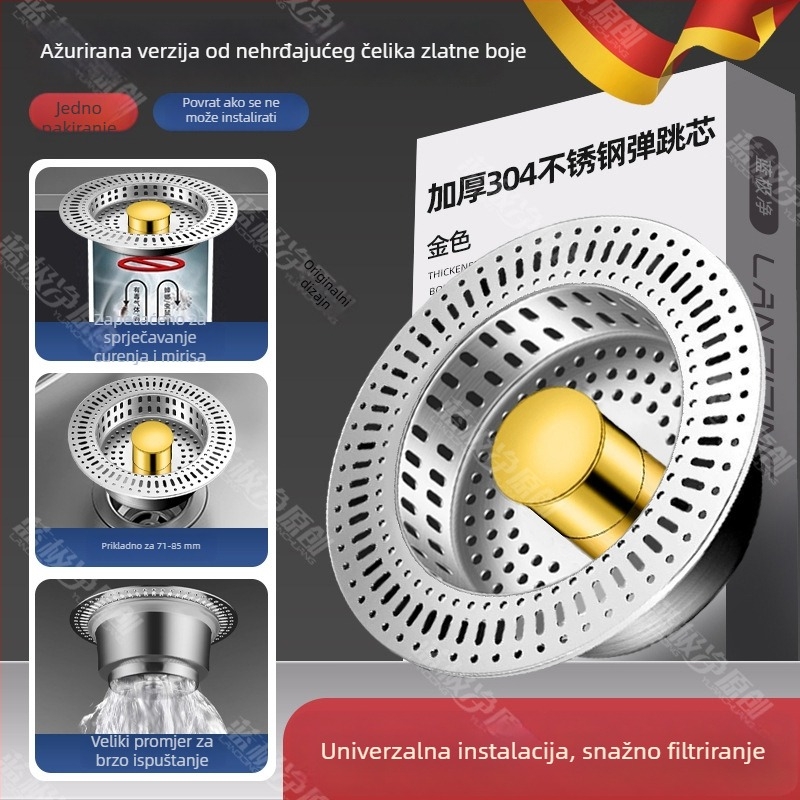 Filtr odvodnje sudopera od nehrđajućeg čelika – Model CPTT, CPTT-1212, 150 g, Moderni minimalistički stil
