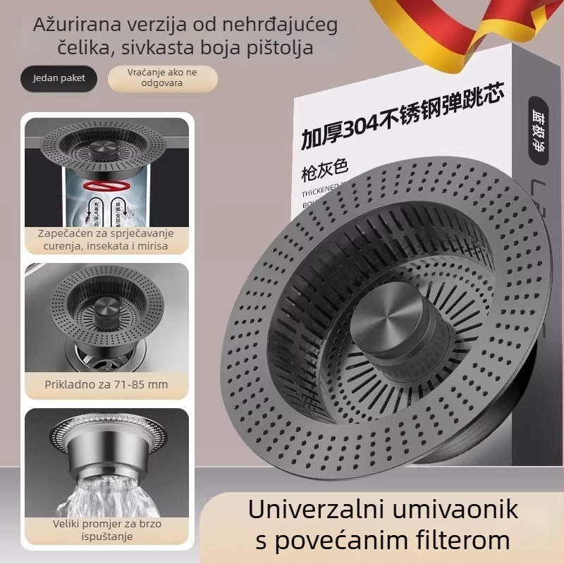 Filtr odvodnje sudopera od nehrđajućeg čelika – Model CPTT, CPTT-1212, 150 g, Moderni minimalistički stil