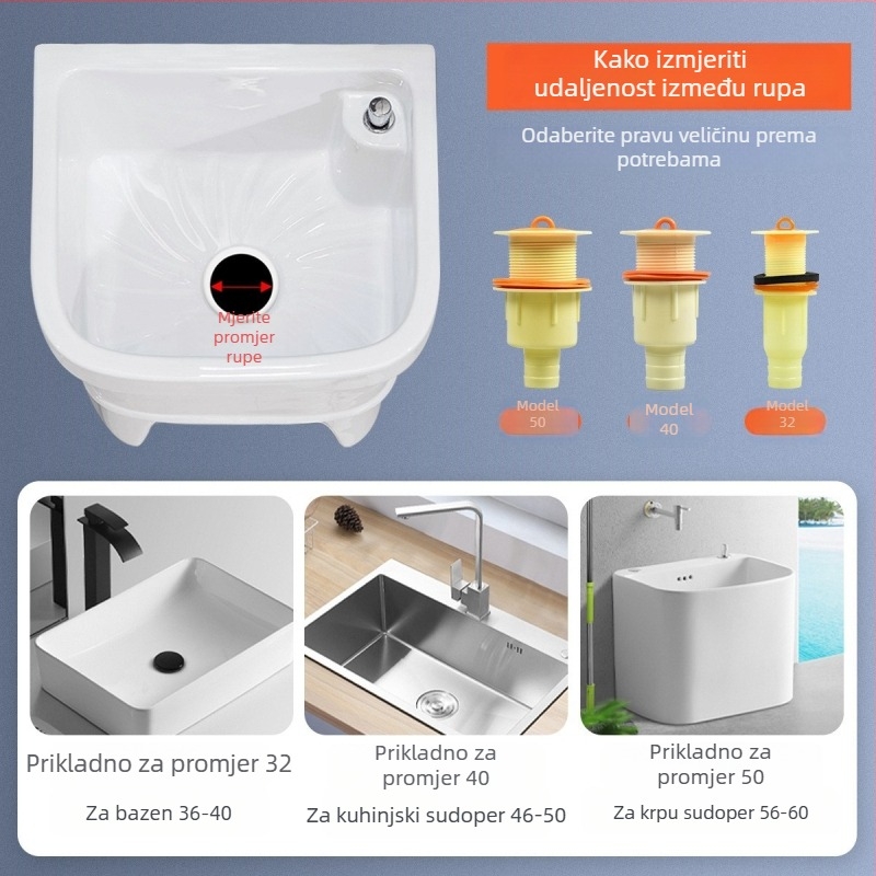 Set odvodnje za mop – ABS plastika, S-oblik, moderan stil jednostavnosti