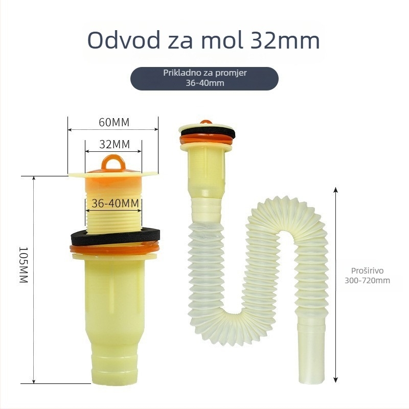 Set odvodnje za mop – ABS plastika, S-oblik, moderan stil jednostavnosti