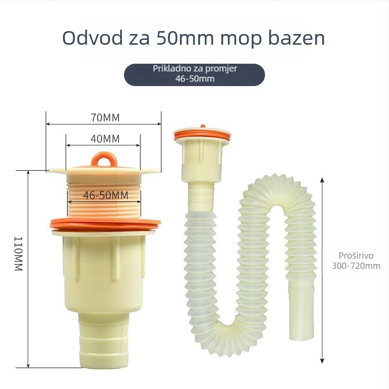 Set odvodnje za mop – ABS plastika, S-oblik, moderan stil jednostavnosti