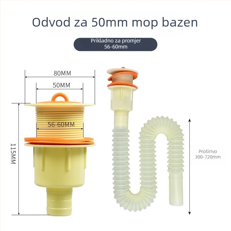 Set odvodnje za mop – ABS plastika, S-oblik, moderan stil jednostavnosti