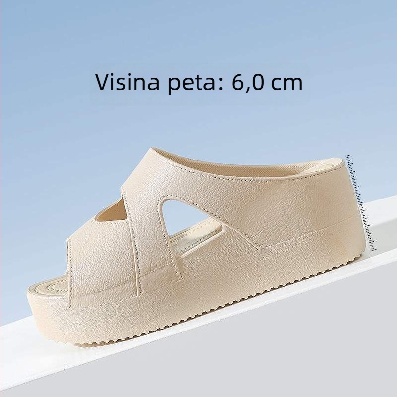 Ženske ljetne kućne papuče — korejskog stila, PVC gornji dio i potplat, debela platforma, protuklizna podstava, lagane i povećavaju visinu