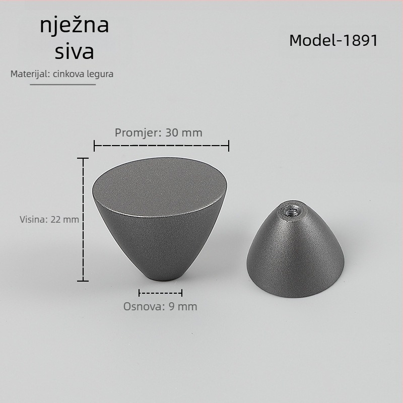 K.N.N 1891 Ručka s jednim otvorom za ormariće, garderobe i ladice — cinkova legura, moderni minimalistički stil, premaz sprejom kože