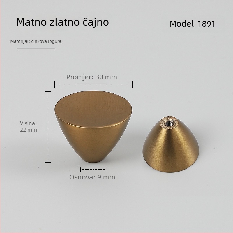 K.N.N 1891 Ručka s jednim otvorom za ormariće, garderobe i ladice — cinkova legura, moderni minimalistički stil, premaz sprejom kože
