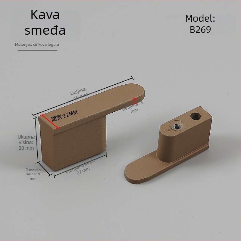 K.N.N 1891 Ručka s jednim otvorom za ormariće, garderobe i ladice — cinkova legura, moderni minimalistički stil, premaz sprejom kože