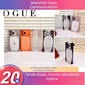 Delfin metalna bezokvirna futrola za telefon za iPhone 15, 15 Pro, 16 Pro, 17 Pro, 17 Air i 17 Pro Max, prozirni PC zaštitni omotač