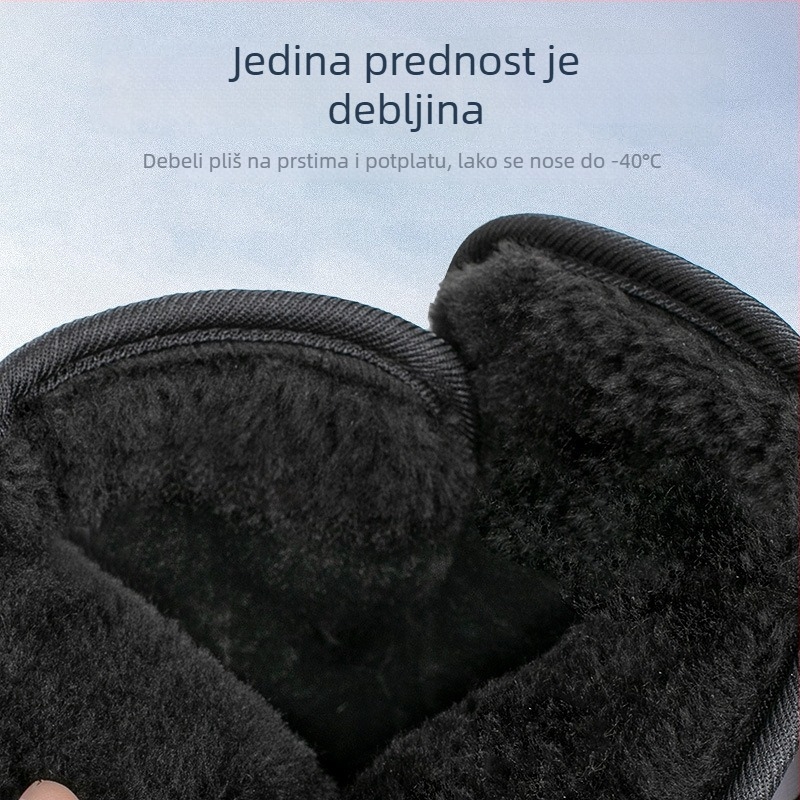 Dječje zimske čizme s fleec podstavom, Velcro kopčom, visoke do gležnja, potplat od gume i EVA, za djecu 7–12 godina