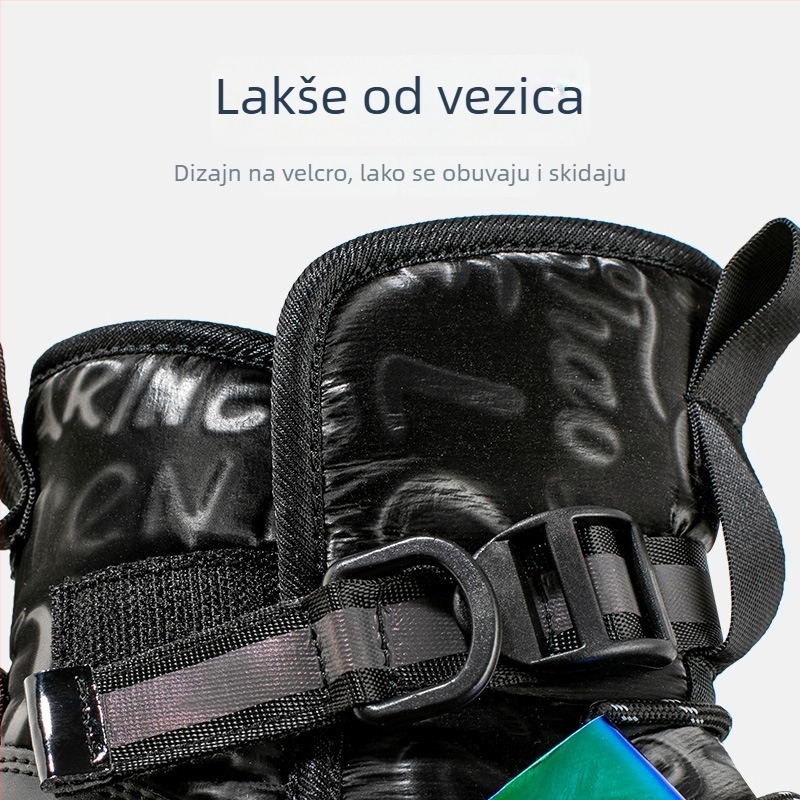 Dječje zimske čizme s fleec podstavom, Velcro kopčom, visoke do gležnja, potplat od gume i EVA, za djecu 7–12 godina