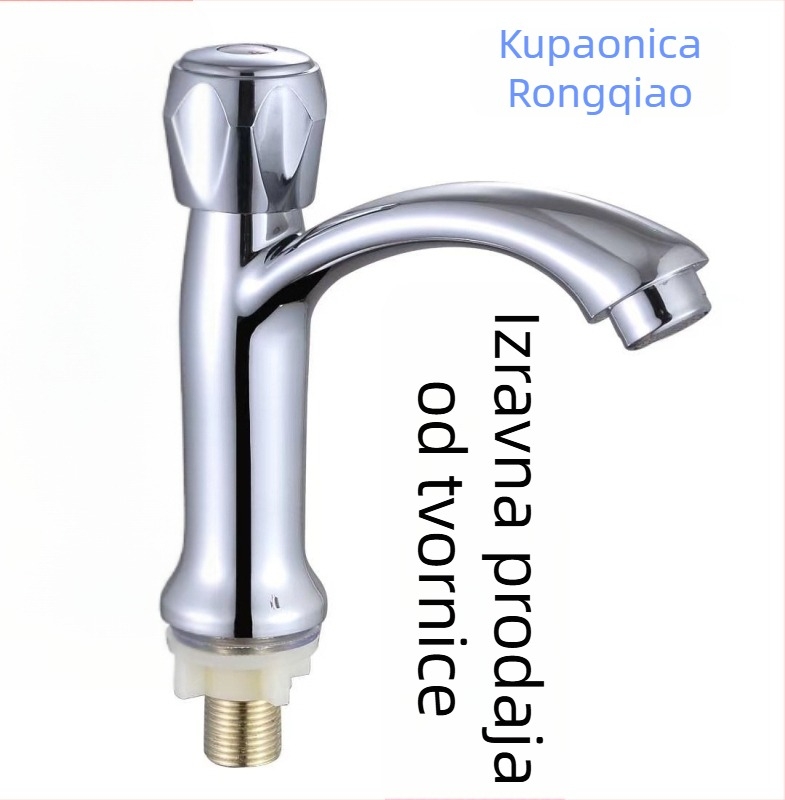 Slavina za umivaonik ABS plastična, model s jednim hladnim protokom, keramički disk ventil, promjer ulaza/izlaza 22–35 mm