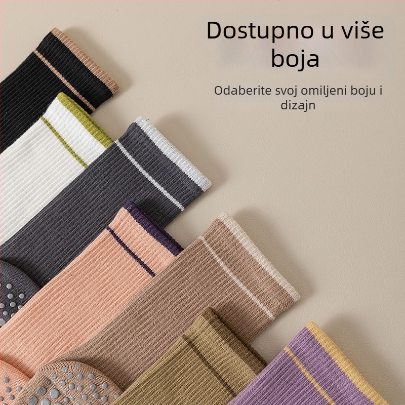 Čarape za jogu s pet prstiju, srednje visine, antibakterijske, upijaju znoj, deodoriraju, protiv trenja; pamuk 70–80%; šav bez šava