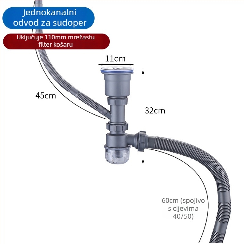 Set odvodnje za kuhinjski sudoper | Materijal: ABS, Model: Kitchen sink drain suit, Stil: Moderno jednostavno, Brand: Han Horse