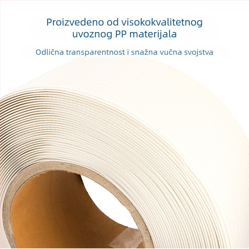 PP traka za pakiranje strojeva, širina 12 mm, debljina 12 mm, nosivost naprezanja 100 kg, promjer valjka Ø40 mm, unutarnji promjer Ø20 mm