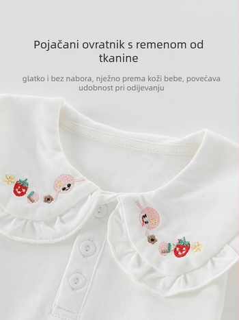 Dječja polo majica za djevojčice, korejski stil, dugi rukavi, pamuk tkanina, vezenje, crtani uzorak