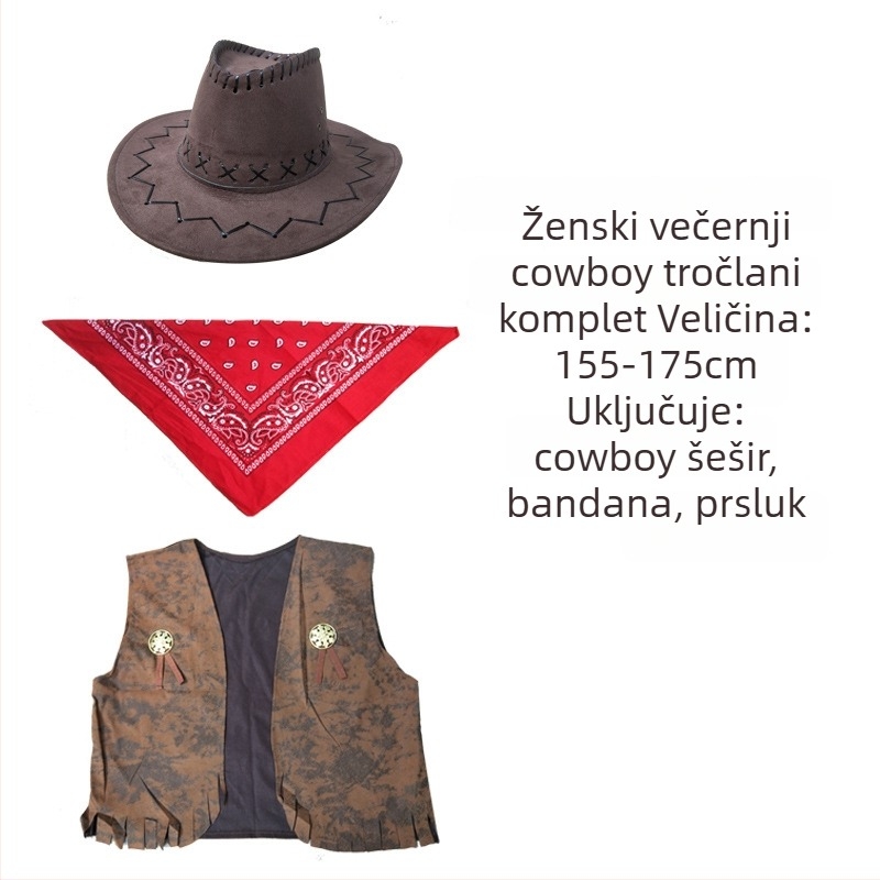 Cosplay Denim Western kostim — unisex za igre/ anime uloge; Tkanina: poliester vlakna; Glavni sastav: acetat; Postotak glavnog vlakna: 90–95%; Marka: Ruyi