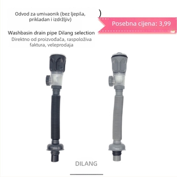 Flap-tip otvod za umivaonik, set, od nehrđajućeg čelika 304 + ABS, britski odvod, zidni montaža, prilagodljivo