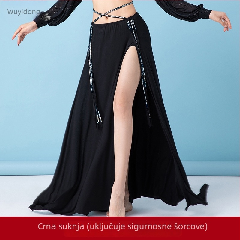 Fashion Huayu kostim za belly dance s kristalima, duga haljina s prorezom za žene – modalno vlakno, 50–70% modal, artikal broj 1264, ljeto 2025