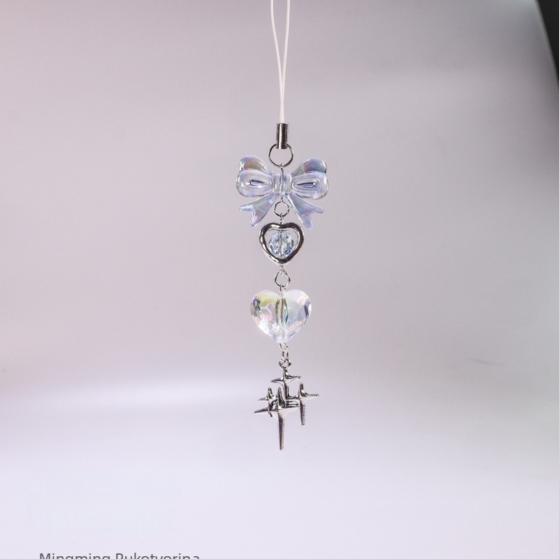 Lanac za telefon i privjesak za torbu — ručno izrađene perle, originalni dizajn; obrasci: Love Heart, Water Drop, Bell; materijal: perle; marka: Woo Woo handicrafts