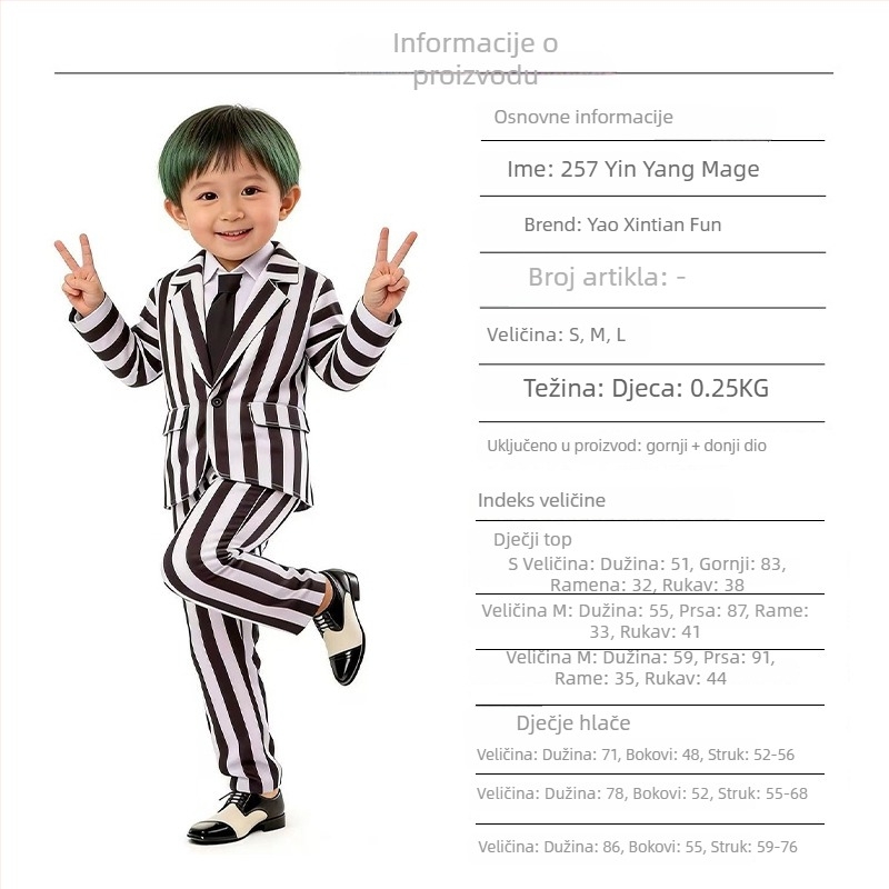 Cosplay set - prugasti kostim, mješavina pamuka 80%, unisex, proljeće 2024