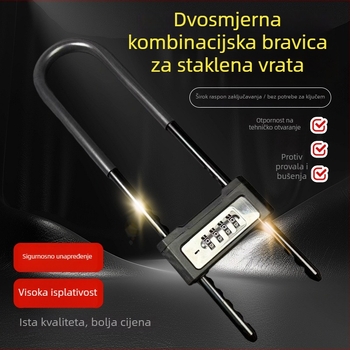 U‑oblikovano zaključavanje s lozinkom za staklena vrata i izloge – legura čelika, deblji i prošireni U‑oblik, otključavanje ključem ili lozinkom