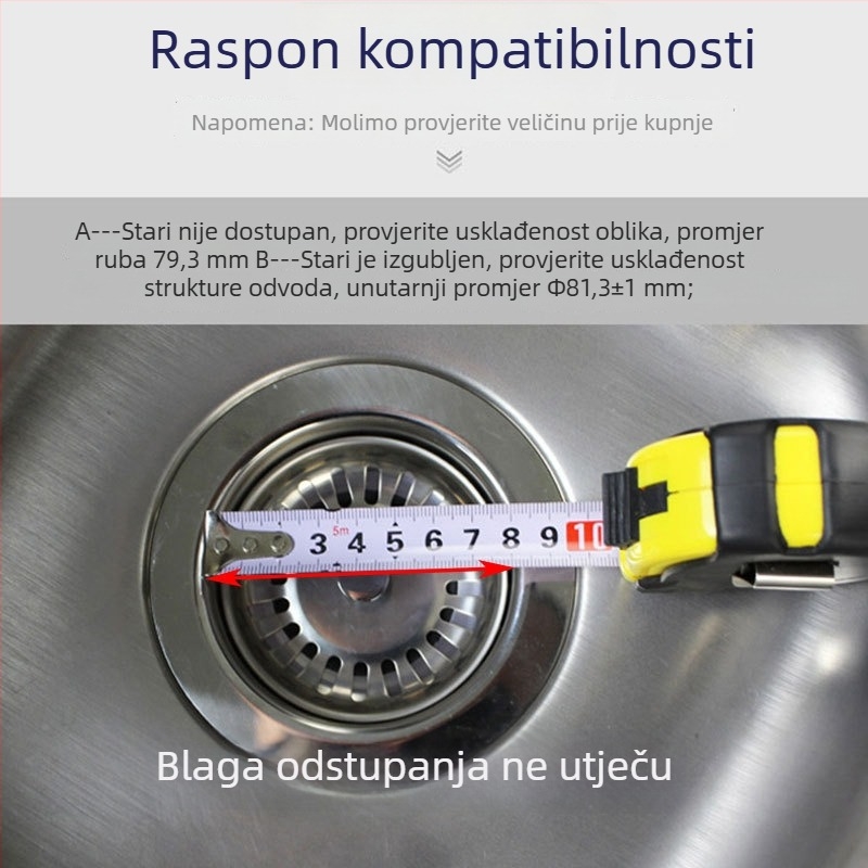 Košnica filter odvodnje sudopera, Qingduo, nehrđajući čelik 304 + bakar, debeli dizajn, model R1061