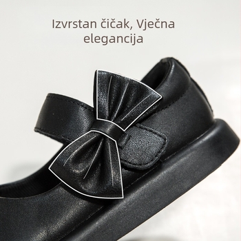 Dječje kožne cipele za djevojčice s Velcro zatvaračem, niski gornji dio, cvjetni uzorak, gumena potplat, proljeće–jesen 2025