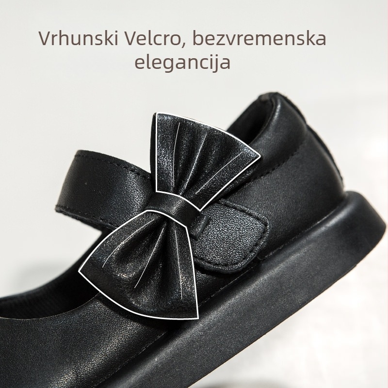 Dječje kožne cipele za djevojčice s Velcro zatvaračem, niski gornji dio, cvjetni uzorak, gumena potplat, proljeće–jesen 2025