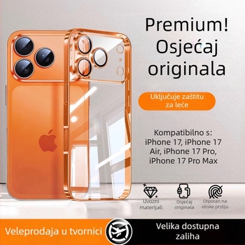 Kućište za iPhone 17 Pro Max — elektroplatirano PC stražnji dio, TPU kućište, prozirna zaštita leće, zaštita od pada, mogućnost prilagodbe