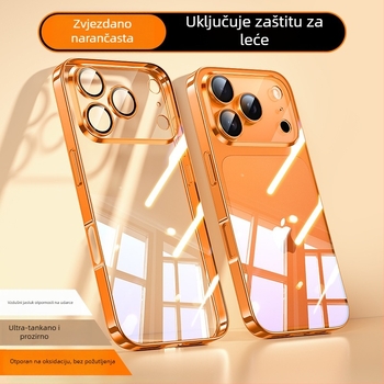 Kućište za iPhone 17 Pro Max — elektroplatirano PC stražnji dio, TPU kućište, prozirna zaštita leće, zaštita od pada, mogućnost prilagodbe