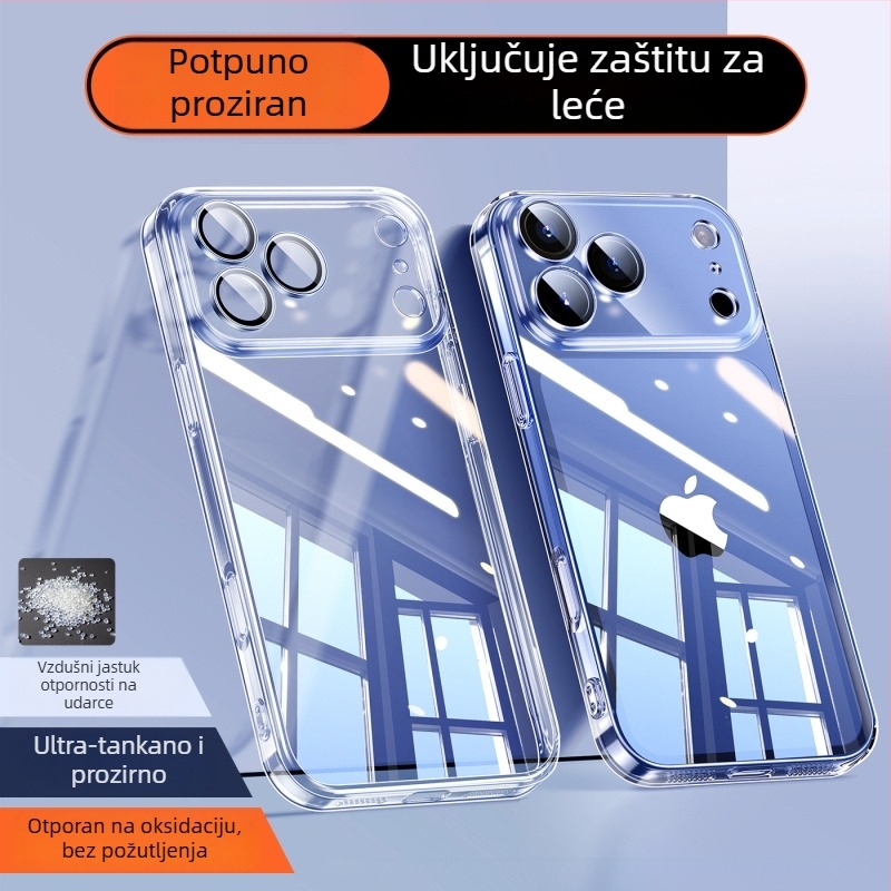 Kućište za iPhone 17 Pro Max — elektroplatirano PC stražnji dio, TPU kućište, prozirna zaštita leće, zaštita od pada, mogućnost prilagodbe