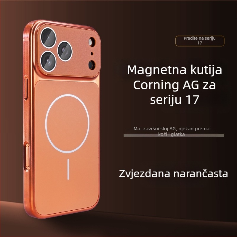Kućište za iPhone 17 Pro/Pro Max s mat završnom obradom, otporno na udarce, magnetsko zatvaranje i zaštita od otisaka prstiju — Kompatibilno s iPhone 15–17 serijom
