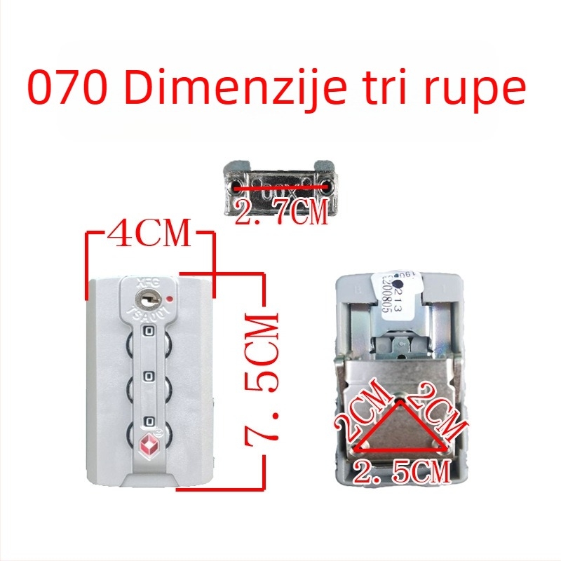 Kopča za kofer s zaključavanjem na šifru – ABS materijal, protiv krađe, zamjenski dio