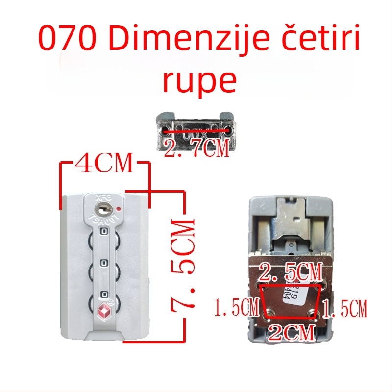 Kopča za kofer s zaključavanjem na šifru – ABS materijal, protiv krađe, zamjenski dio