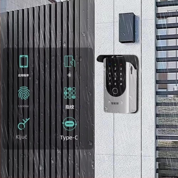 Kutija za ključeve od cinkovog legura s vodootpornim elektroničkim otiskom prsta i zaključavanjem lozinkom, zidna digitalna sigurnosna kutija za ključeve, model Kr-KB150, za hotele i apartmane