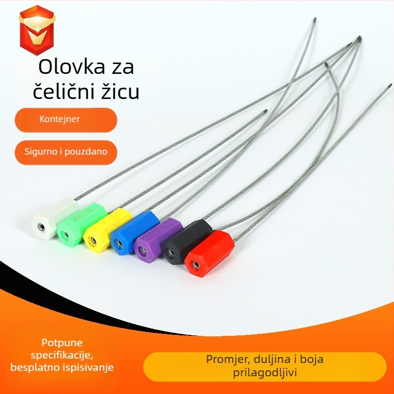 Jednokratna carinska sigurnosna brava za kontejnere sa željeznom žicom, galvanizirano željezo + ABS kućište, besplatno ispisivanje, za logistiku