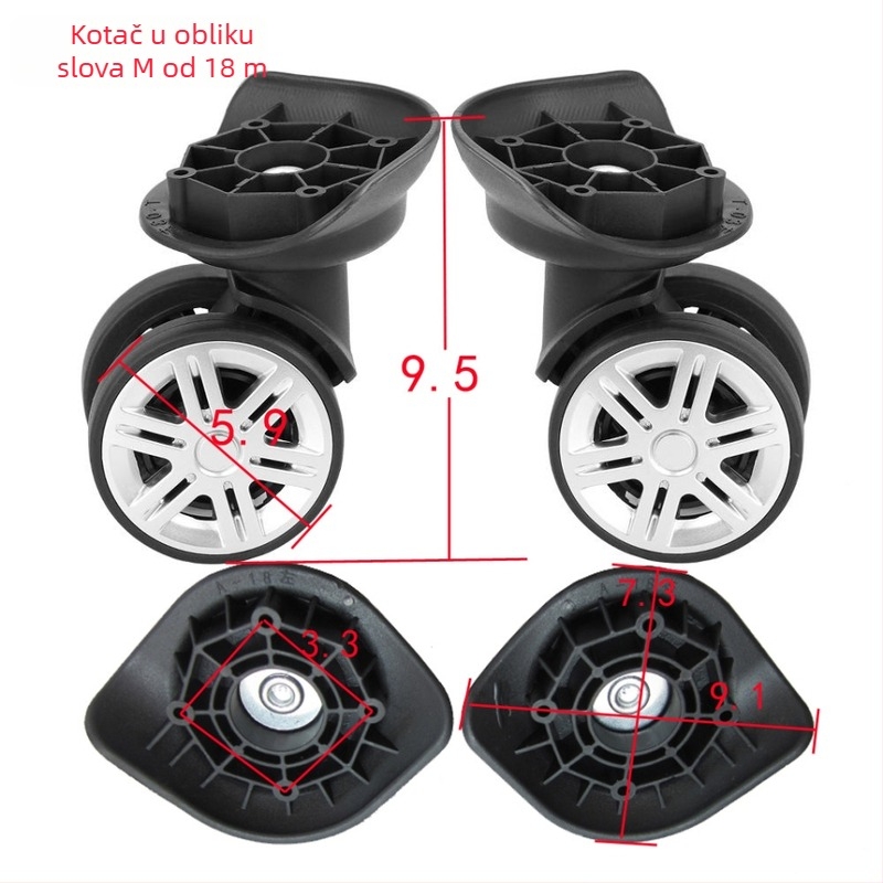 Kotač za kofer A18, M-oblik kotača, ABS materijal, aluminijski okvir, proljeće 2024
