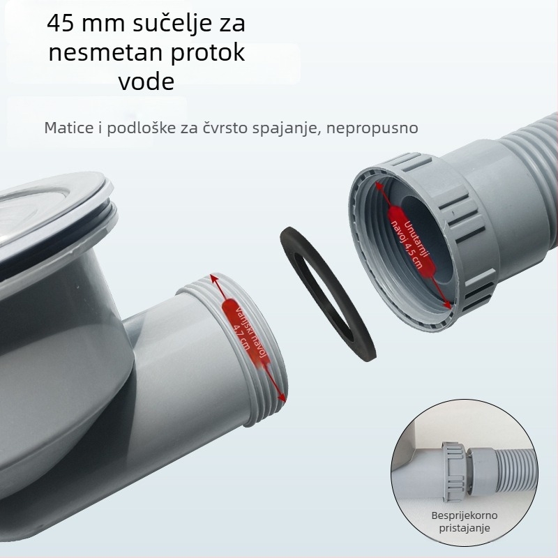 Balkonski ormar za pranje s nehrđajućim bazenom, teleskopska odvodna cijev, bočni odvod, niski profil, OEM dostupan