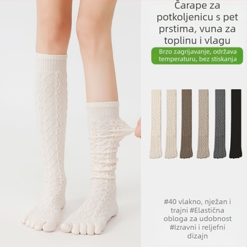 Ženske čarape do potkoljenice s odijeljenim prstima, 6% vuna, dijamantni uzorak, pletene jednim iglom, 168N