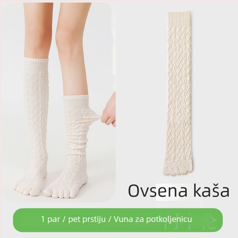 Ženske čarape do potkoljenice s odijeljenim prstima, 6% vuna, dijamantni uzorak, pletene jednim iglom, 168N