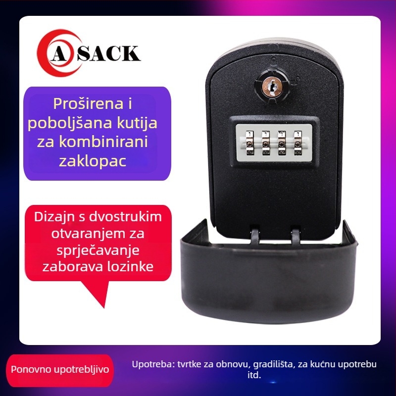 ASACK G11 Kutija za ključeve s brojčanim kodom — aluminijska legura, bez ugradnje, dvostruko otvaranje