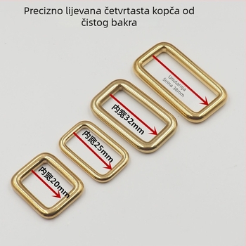 Mesing bez šavova četverokutna kopča s poveznim prstenom za kožne proizvode — ručno izrađeni dodaci za prtljagu