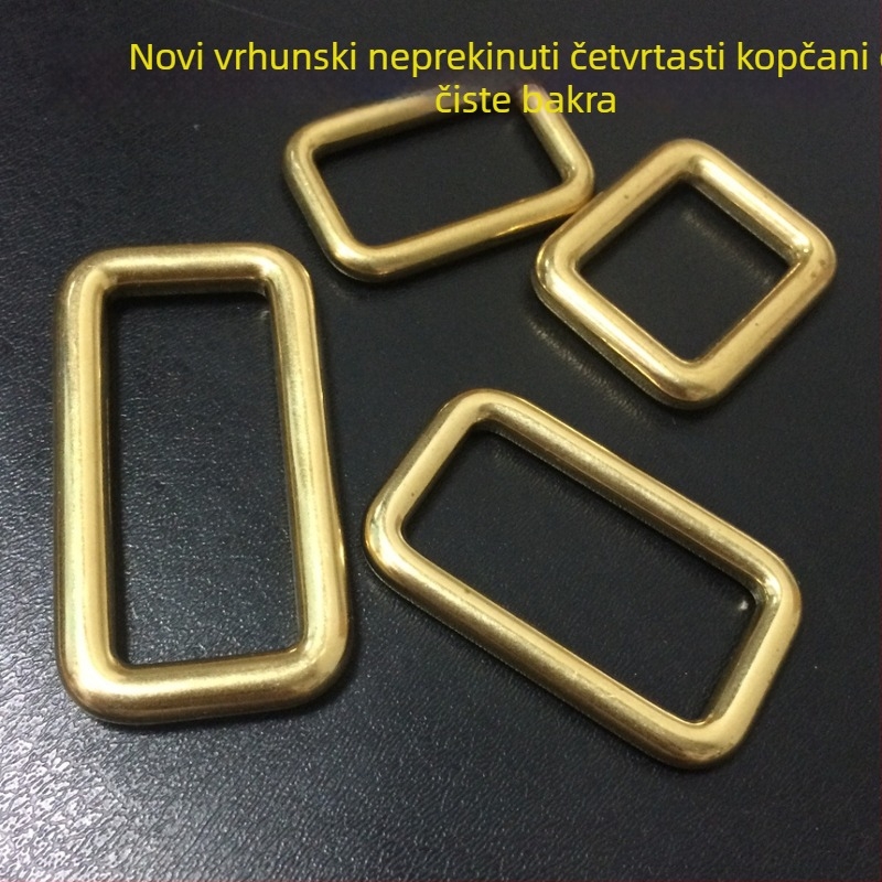 Mesing bez šavova četverokutna kopča s poveznim prstenom za kožne proizvode — ručno izrađeni dodaci za prtljagu