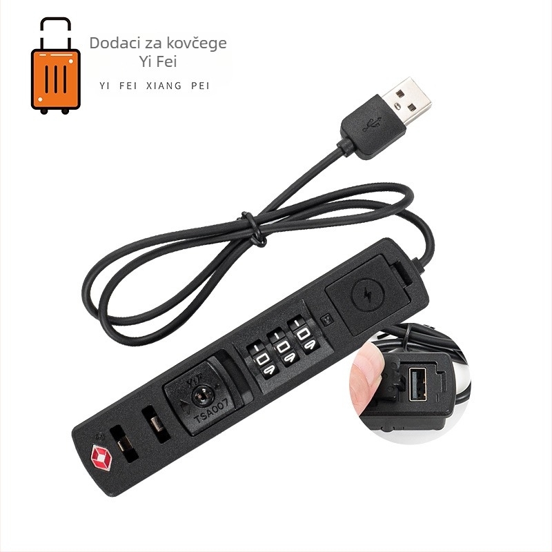 Katanac za prtljagu TSA23068 sa sigurnosnim kodom i USB punjačem, ABS materijal, zaštita od krađe