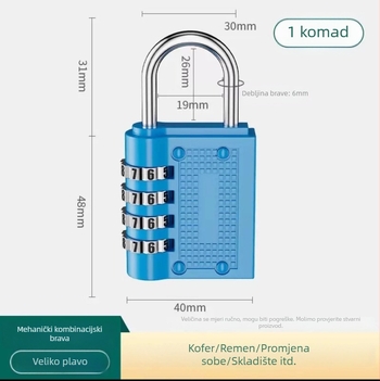 Ym-8024 Cinkovog legura, 4-znamenkasti kombinacijski katanc za ormariće u teretani, otključavanje lozinkom