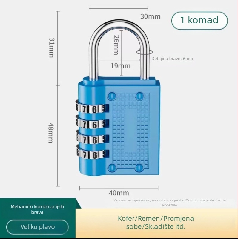 Ym-8024 Cinkovog legura, 4-znamenkasti kombinacijski katanc za ormariće u teretani, otključavanje lozinkom