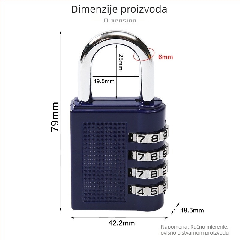 Ym-8024 Cinkovog legura, 4-znamenkasti kombinacijski katanc za ormariće u teretani, otključavanje lozinkom