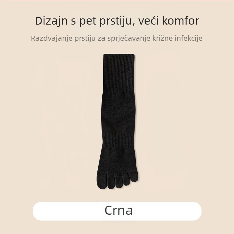 Petoprstne pamučne sportske čarape za muškarce, srednje visine, upijaju znoj