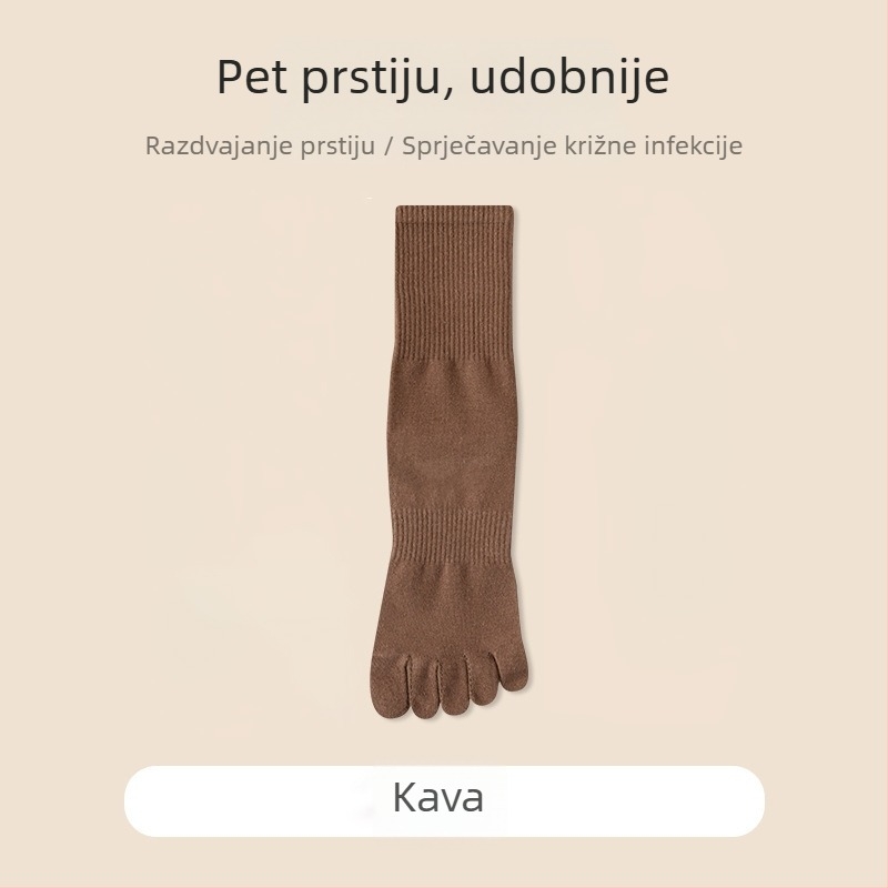 Petoprstne pamučne sportske čarape za muškarce, srednje visine, upijaju znoj